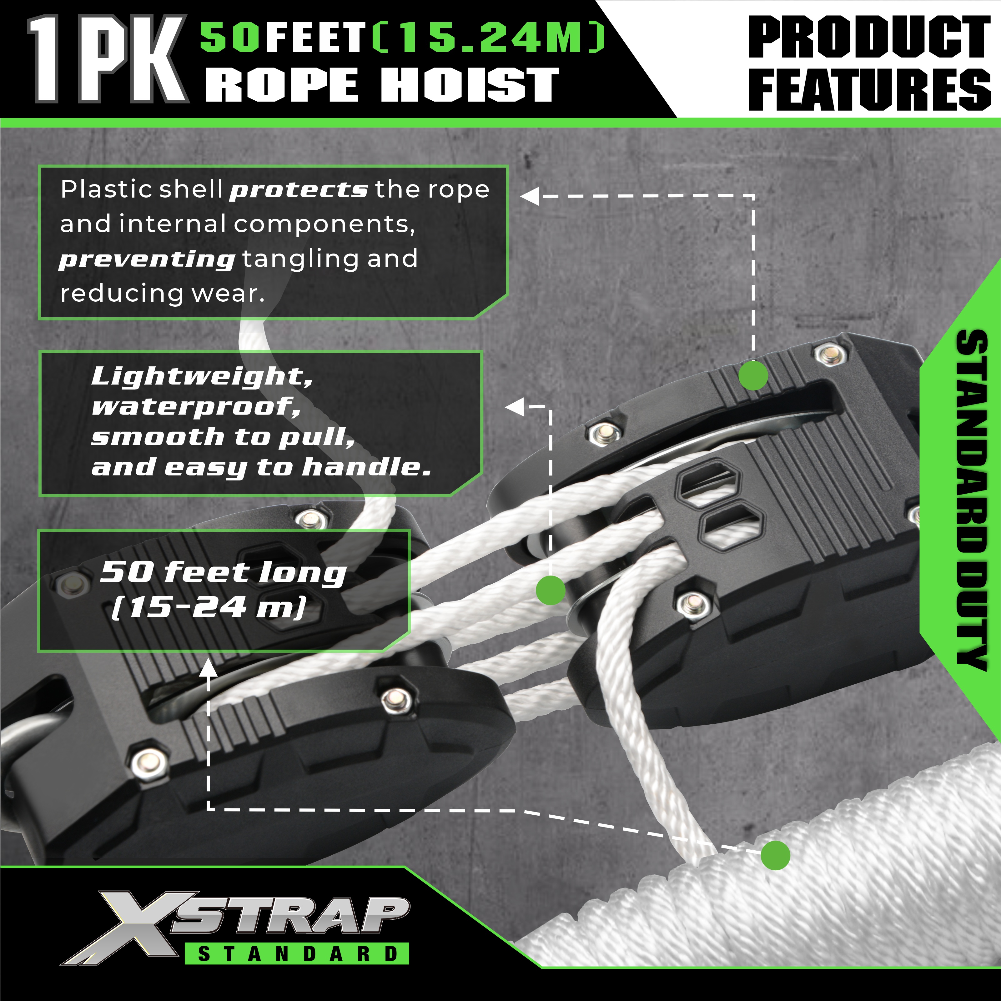 XSTRAP AHLT0003 Белая канатная подъемная система грузоподъемностью 1000 фунтов