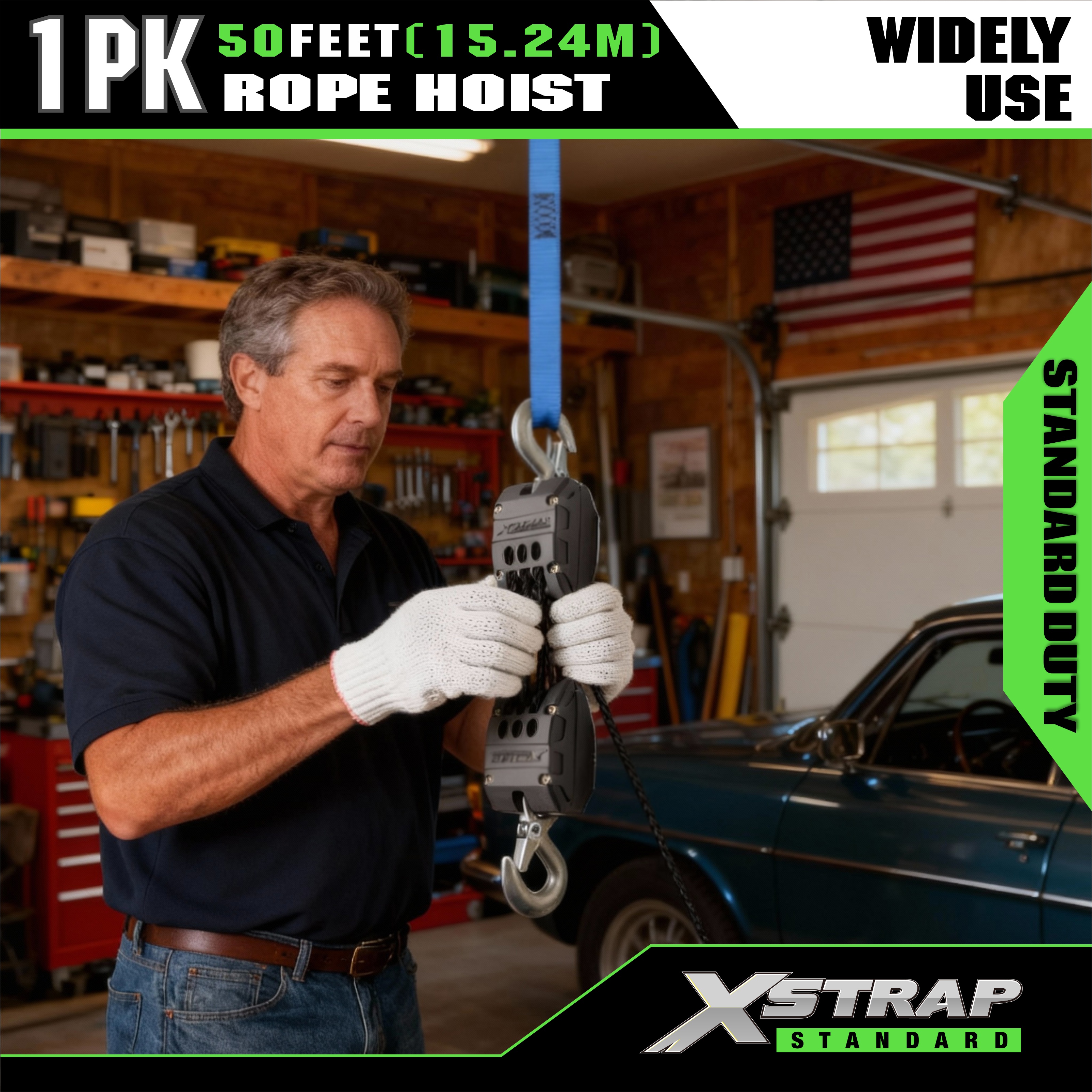 XSTRAP AHLT0003 Белая канатная подъемная система грузоподъемностью 1000 фунтов