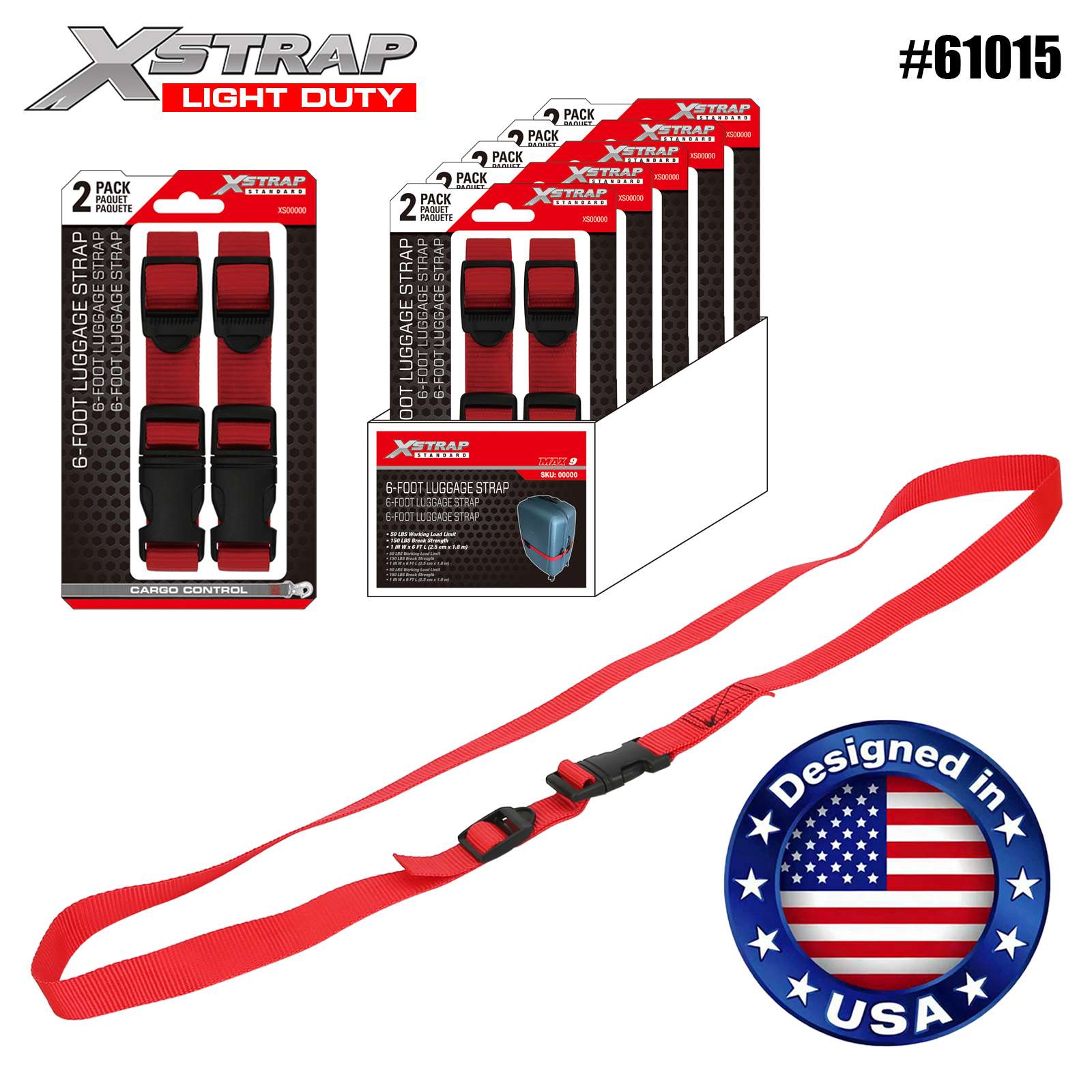 Xstrap 61015 Багажные ремни 1 x 6 футов, 1 шт., вес 50 фунтов, SWL