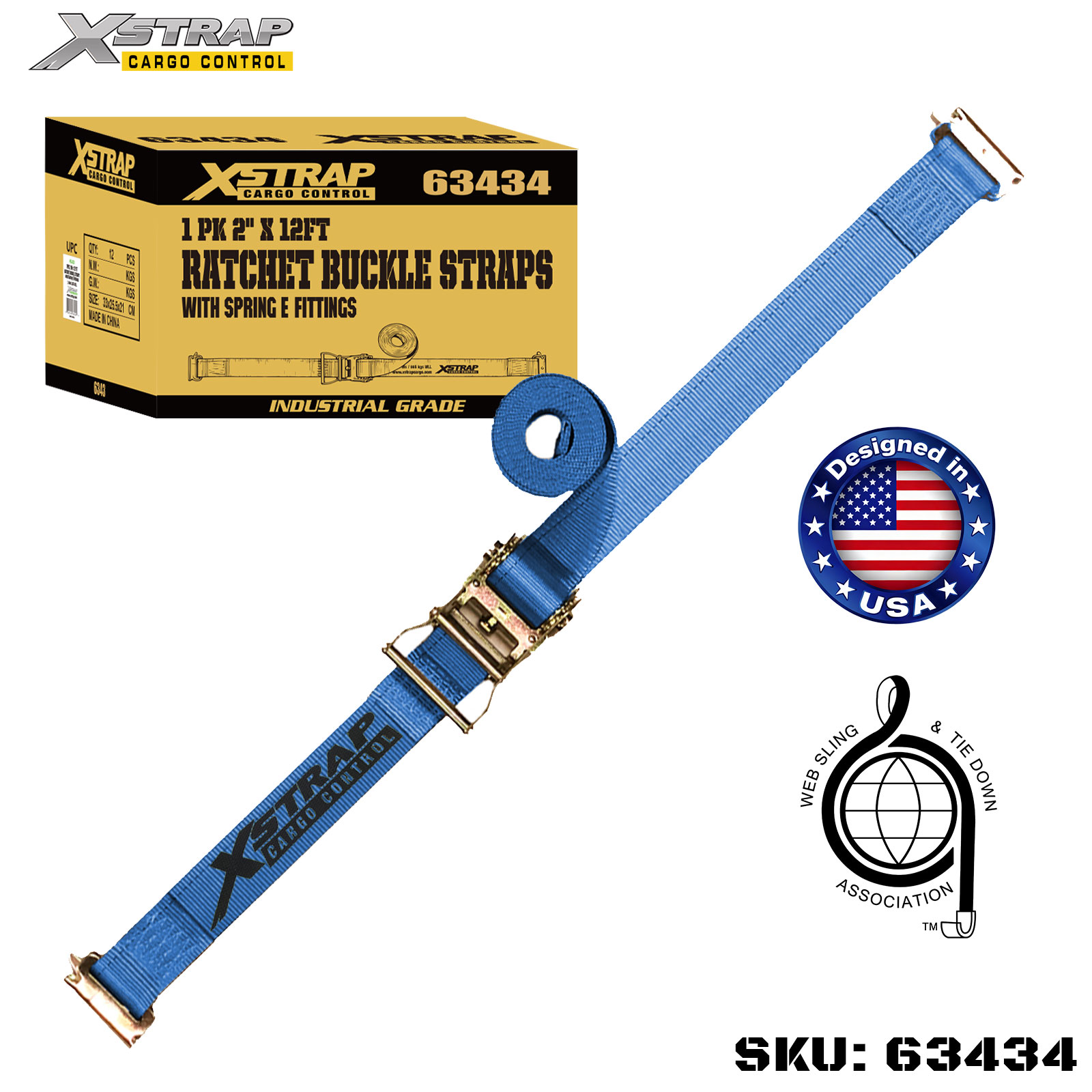 Xstrap 63434 2 x 20 футов 1 шт. Ремни с храповым механизмом и пружинными фитингами SWL 1467 фунтов