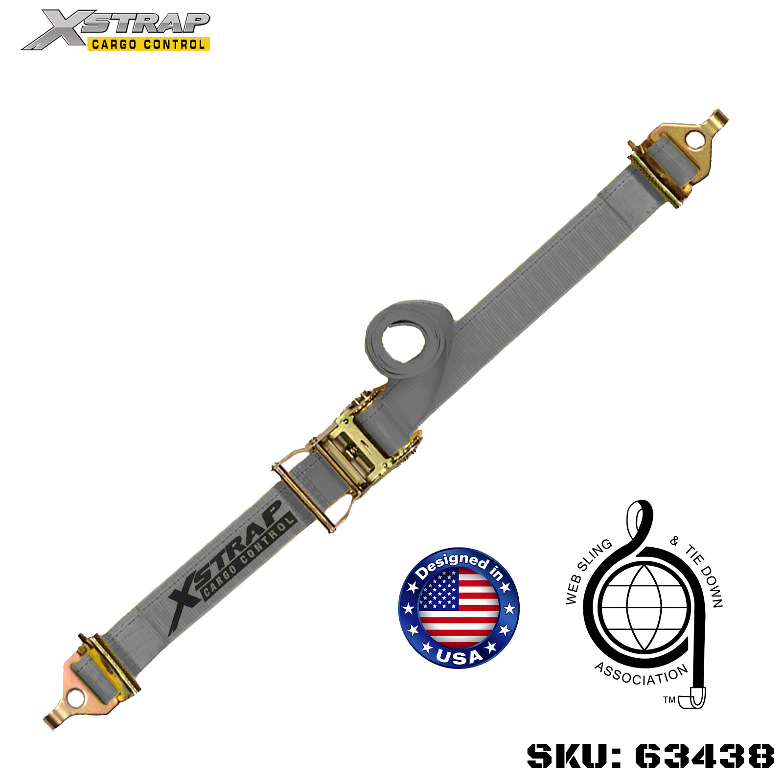 Xstrap 63438 2 x 16 футов 1 шт. Ремни с храповым механизмом с пружинными фитингами и F-образными крючками, 733 фунта SWL