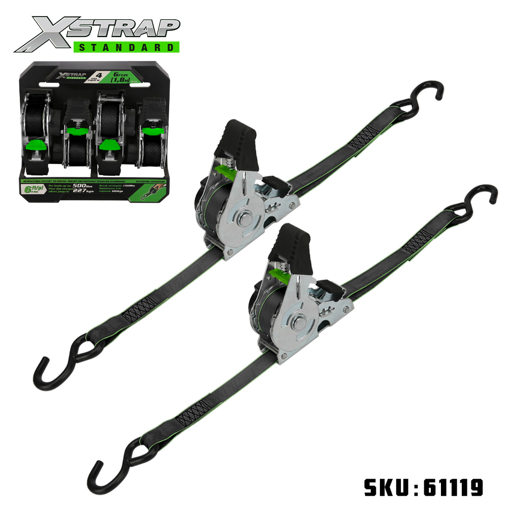 Xstrap 61119 1 x 10 футов, 2 шт., выдвижная трещотка с S-образными крючками, SWL 500 фунтов