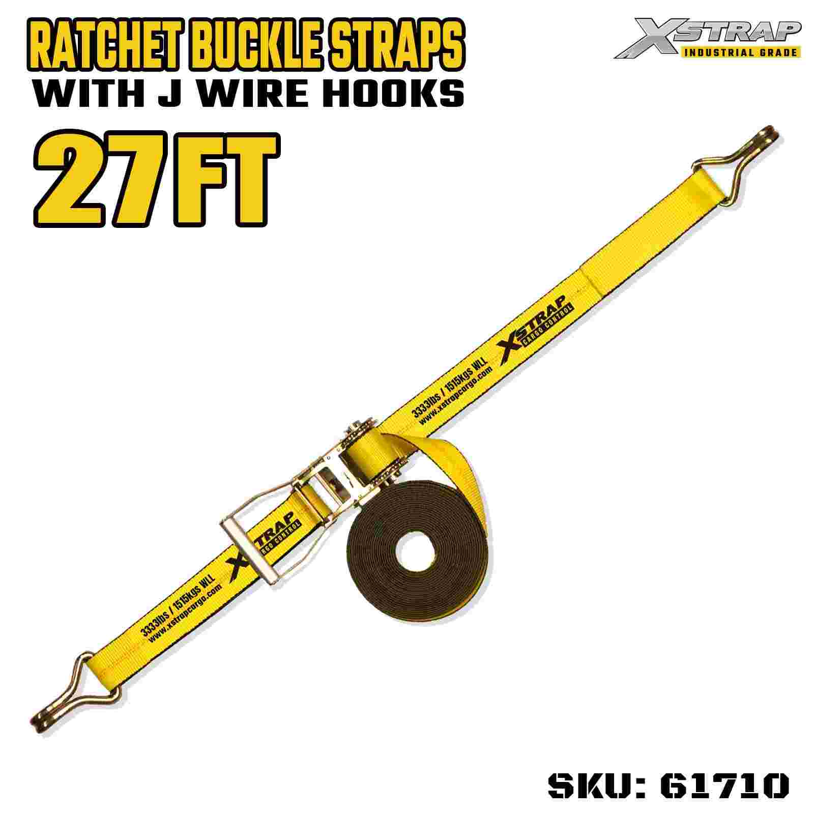 Xstrap 61710 2-дюймовые ремни с широкой ручкой и храповым механизмом, длиной 27 футов и проволочными крючками, емкостью 10 000 фунтов (1 упаковка)
