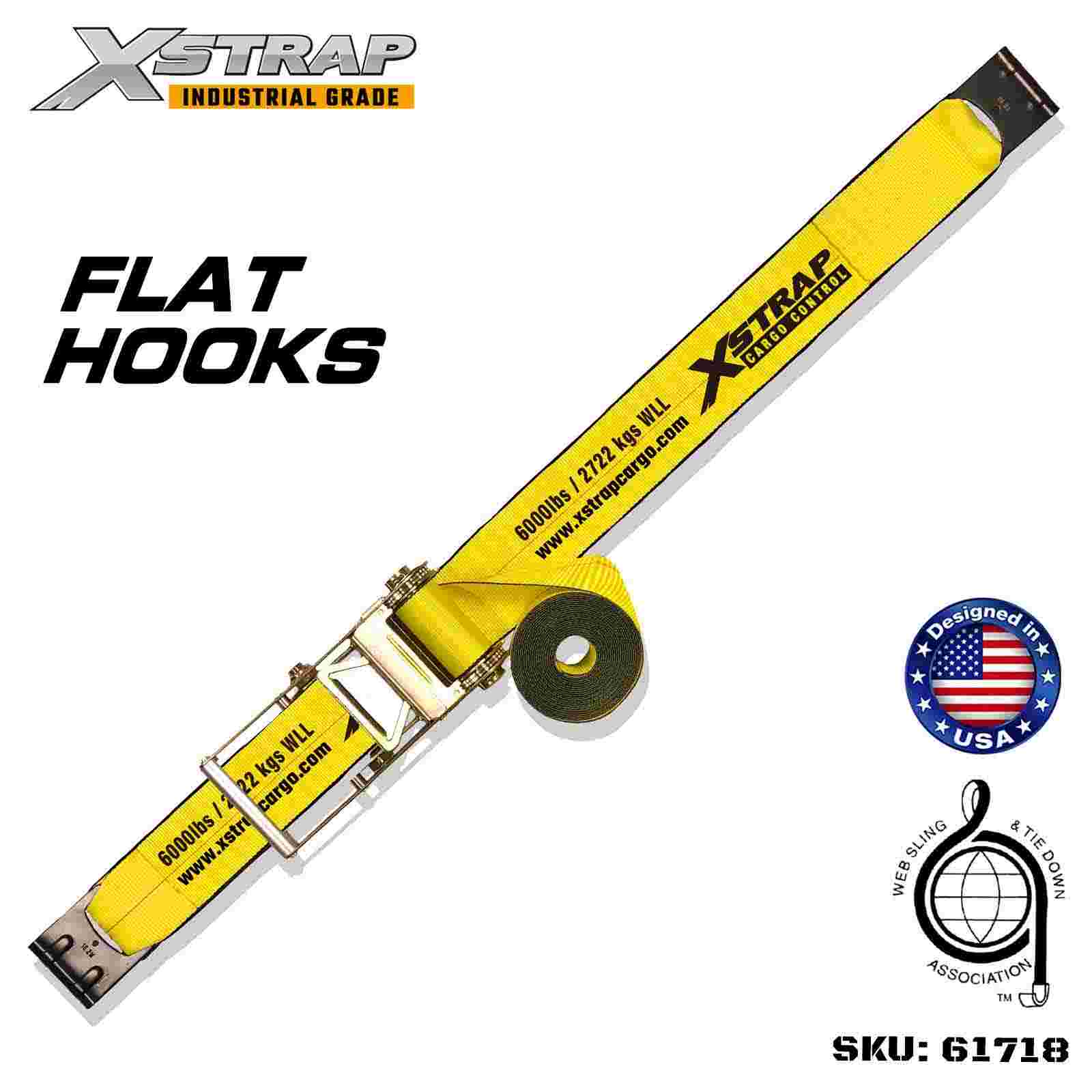 Xstrap 61718 Ремень с храповой пряжкой, размером 4 дюйма × 27 футов и плоскими крючками. Прочность на разрыв 18 000 фунтов (1 упаковка)