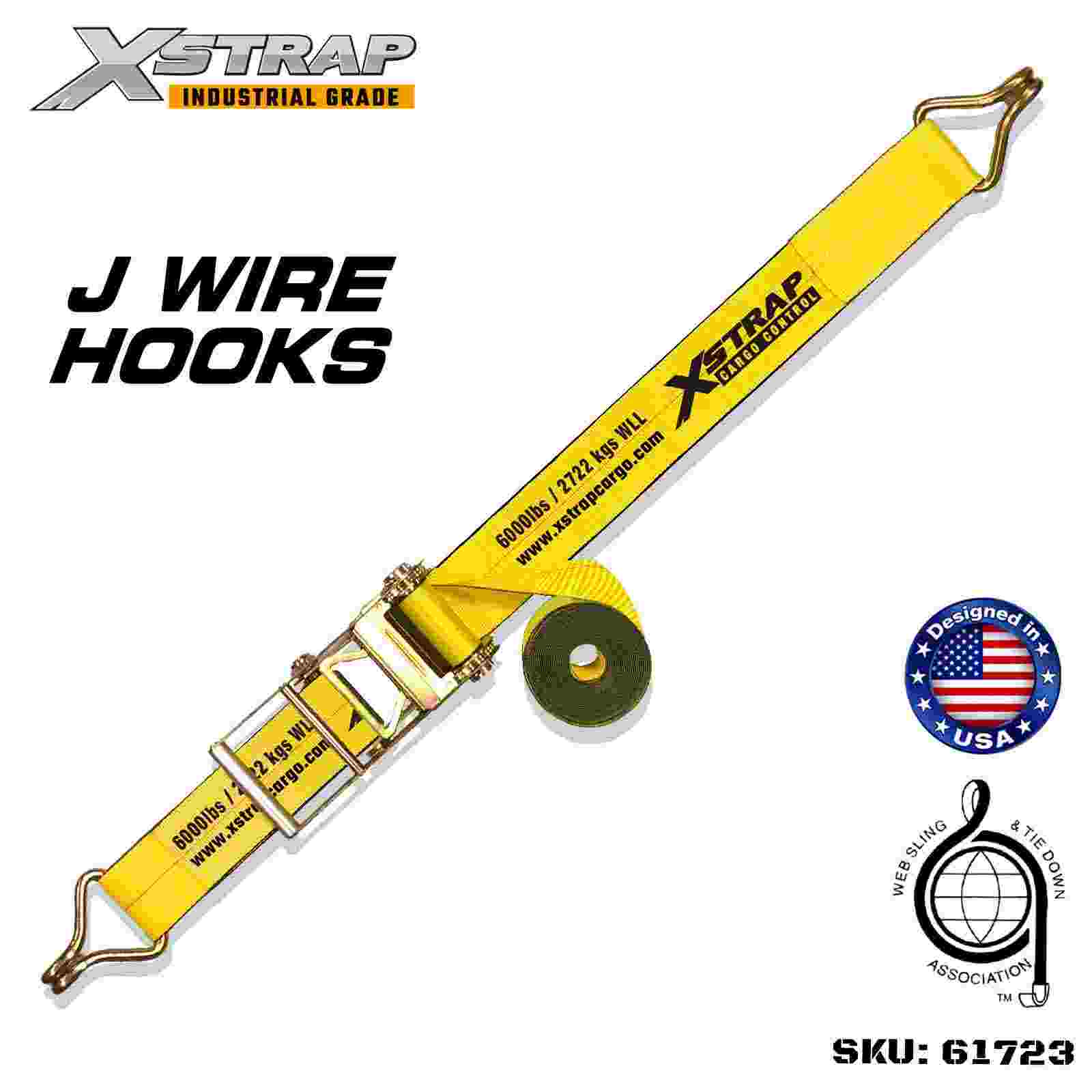 Xstrap 61723 Ремень с храповой пряжкой и проволочными крючками размером 4 дюйма × 30 футов. Прочность на разрыв 18 000 фунтов (1 упаковка)
