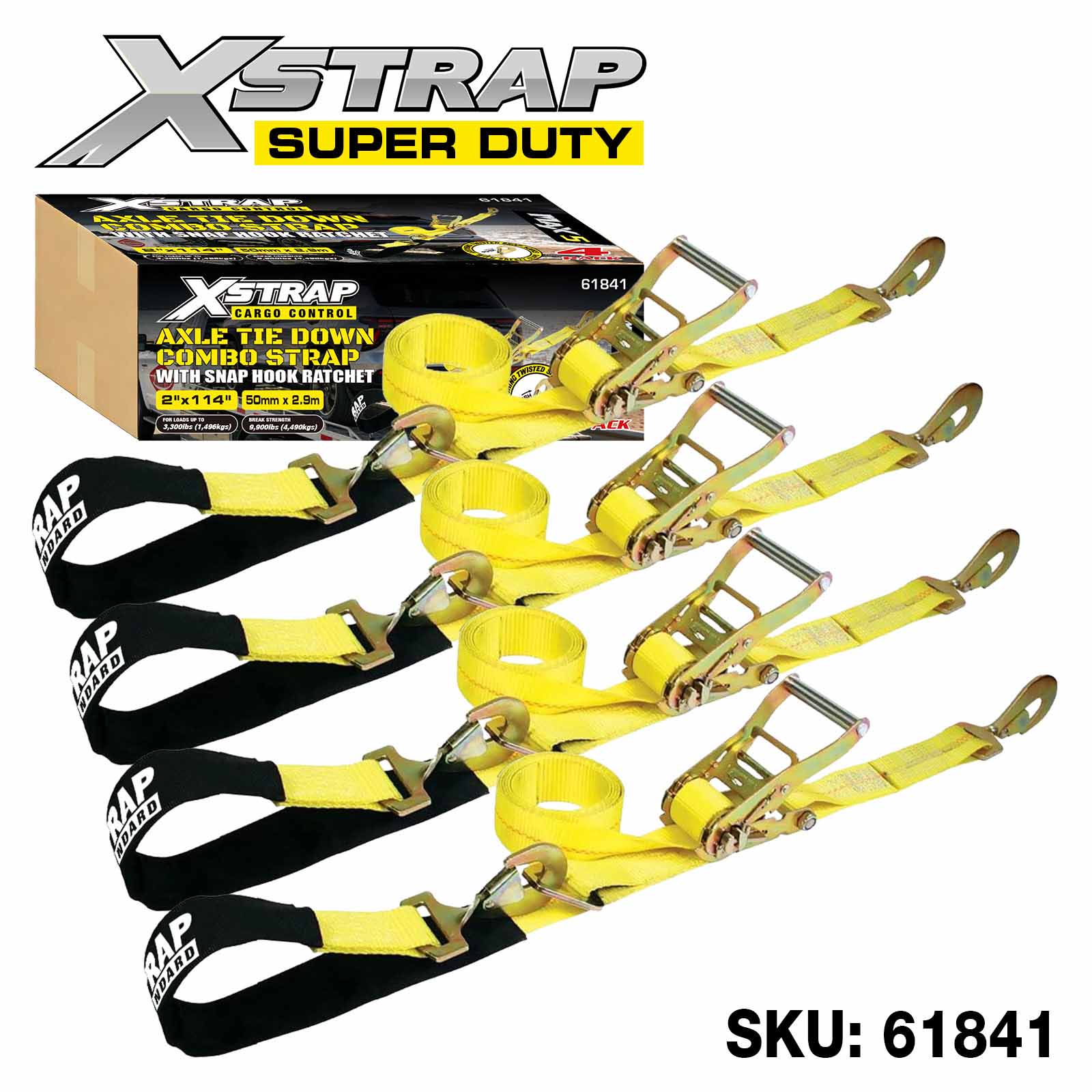 Xstrap 61841 2 x 114 футов, 4PK, усиленные стяжные ремни с храповым механизмом, SWL 3300 фунтов
