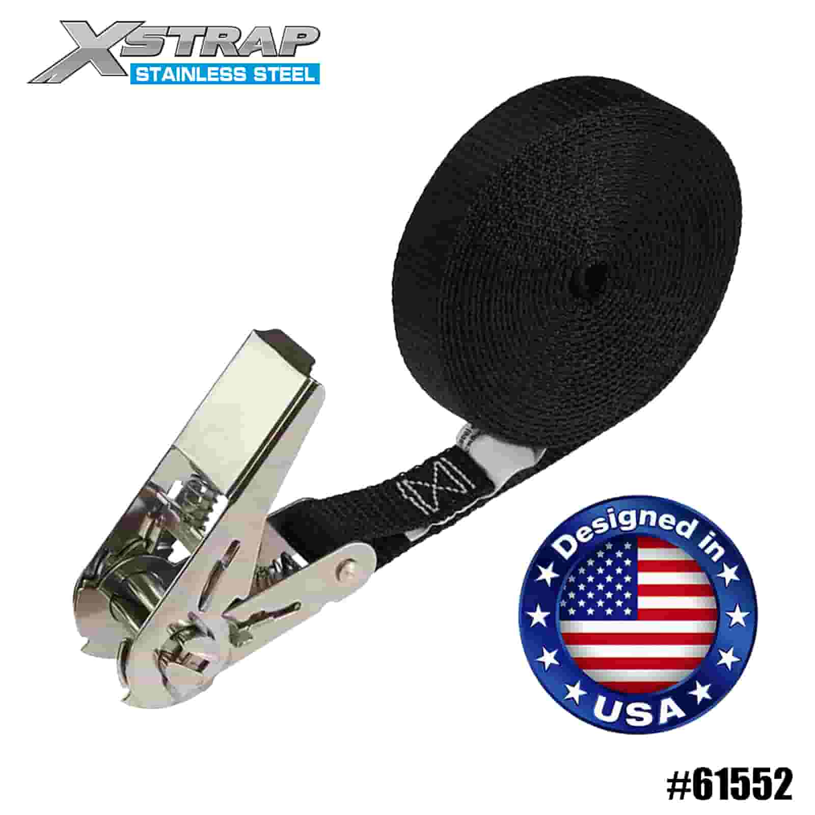 Xstrap 61552 1 х 15 футов, черная бесконечная трещотка с большим пальцем из нержавеющей стали, 500 фунтов SWL