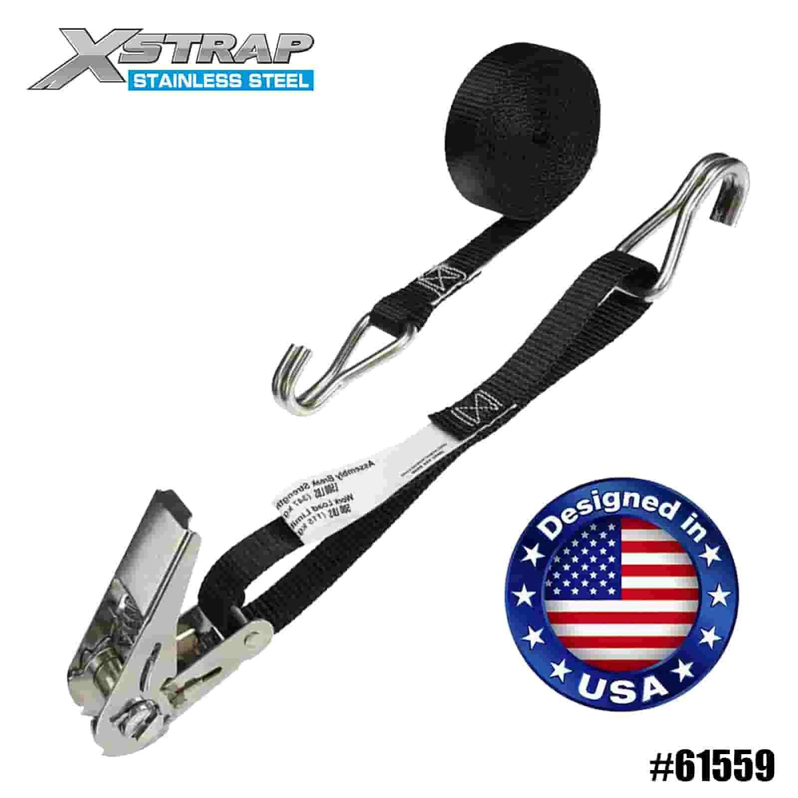 Xstrap 61559 4 шт., черный ремень с храповым механизмом из нержавеющей стали, 1 x 10 футов, с проволочными крючками, SWL 500 фунтов